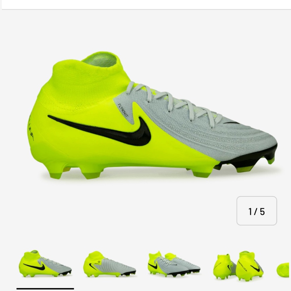 NIKE MEN'S PHANTOM LUNA II PRO FG SILVER/BLACK/VOLT 8.5 SOLDOUT